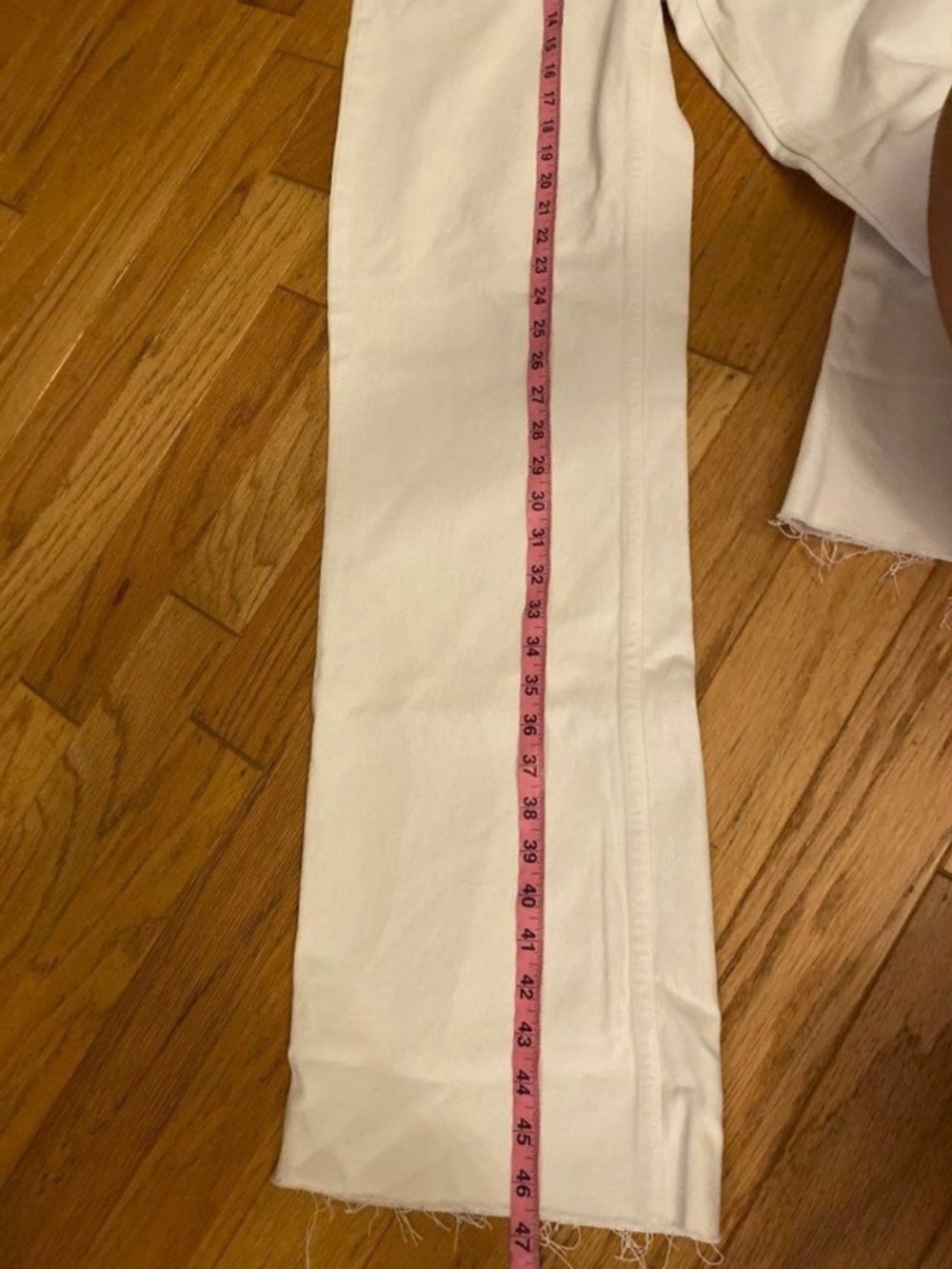 Zara, women’s white cotton high rise straight let frayed hem jeans size 10 - Picture 9 of 9
